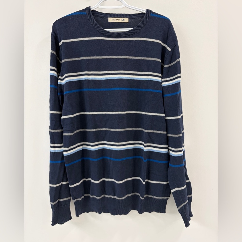 Blue Stripe Crewneck Sweater - Large